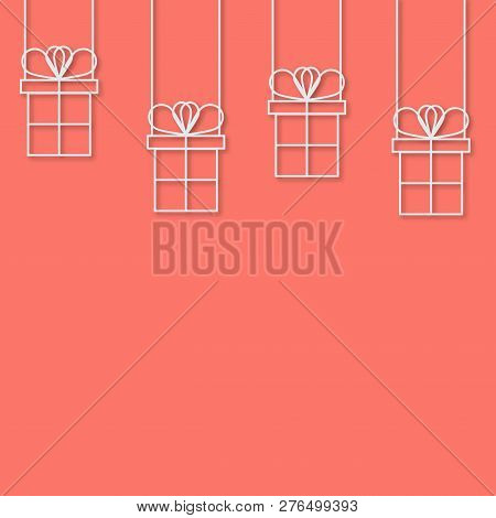 Present Or Gift Boxes. 3D Vector Paper Art Style. Bright Colors. Celebration Concept. Seamless Holid