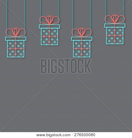 Present Or Gift Boxes. 3d Vector Paper Art Style. Bright Colors. Celebration Concept. Seamless Holid