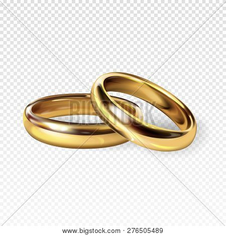 Golden Wedding Rings 3d Realistic Illustration For Engagememtn, Save The Dage And Marriage Greeting 