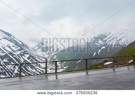 Spring Cloudy Overcast Mountain Landscape (oberalp Pass, Switzerland)