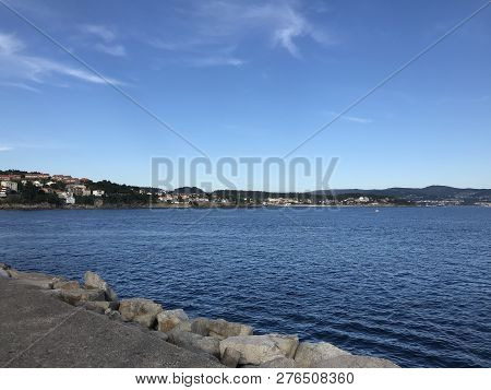 View Of The Ocean From Above The Rocks In Sanxenxo Galicia Spain