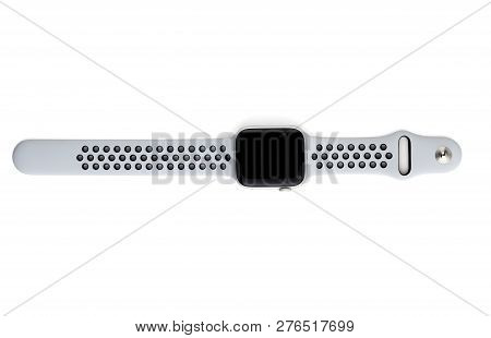 Rostov-on-don, Russia - December 2018. Apple Watch Nike +.silver Aluminum Case With Pure Platinum On