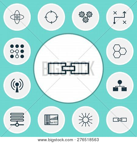 Robotics Icons Set With Analysis Design, Loop Algorithm, Linked Data And Other Controlling Board Ele