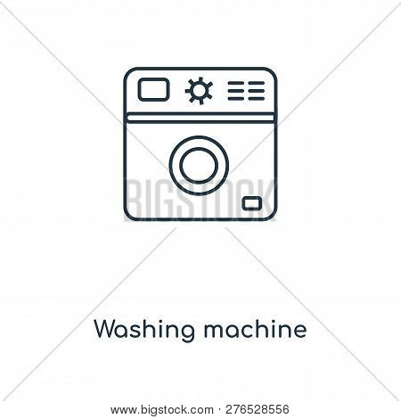Washing Machine Icon In Trendy Design Style. Washing Machine Icon Isolated On White Background. Wash