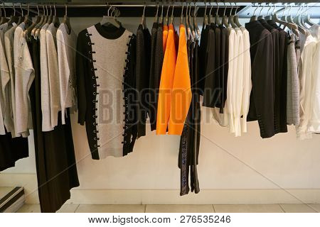 DUSSELDORF, GERMANY - CIRCA SEPTEMBER, 2018: clothing on display at a shop in Dusseldorf.