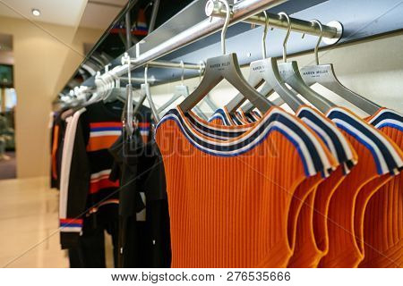 DUSSELDORF, GERMANY - CIRCA SEPTEMBER, 2018: clothing on display at a shop in Dusseldorf.