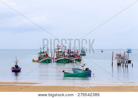 Beach Bang Boet Beach, And  Fishing Boat At Chumphon Province Thailand Is Famous For Travel