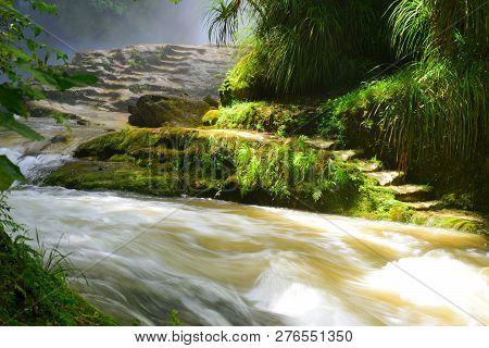 Kaiate Falls, Papamoa, New Zealand - 25 Dec 2018: The Falls Are Heavily Overflown After Rains Over P