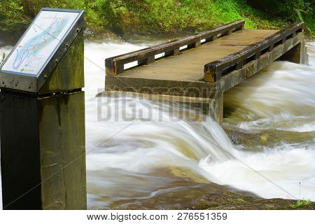 Kaiate Falls, Papamoa, New Zealand - 25 Dec 2018: The Falls Are Heavily Overflown After Rains Over P