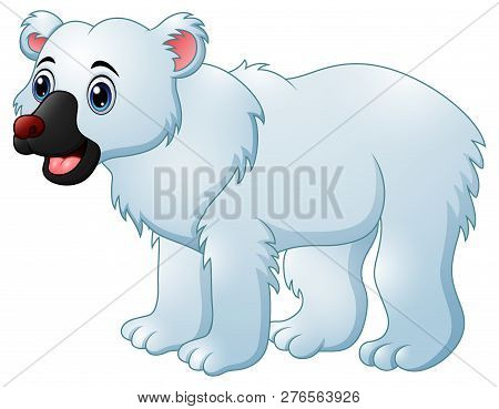 Vector Illustration Of Cartoon Little Polar Bear