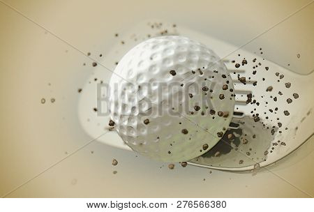 A Pencil Sketch And Watercolor Technique Of A Slow Motion Action Capture Of A Golf Iron Club Strikin