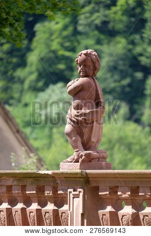 BRONNBACH, GERMANY - JULY 07, 2018: Angel, statue in the garden of cloister Bronnbach in Reicholzheim near Wertheim, Germany