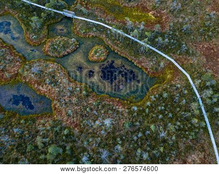 Moody Drone Photo Of Colorful Moorland In Early Summer Sunrise With A Wooden Path Through It - Topdo
