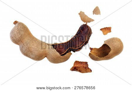 Tamarind, Sweet Tamarind, Brown Tamarind, Tamarind Peel Isolated On White Background