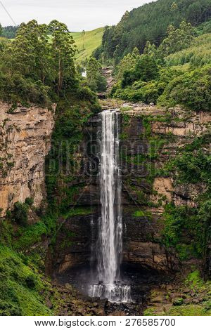 Karkloof Falls Surrounded By Vegetation And Forest In The Natal Midlands, South Africa.