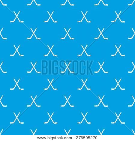 Two Crossed Hockey Sticks Pattern Seamless Blue Repeat For Any Use