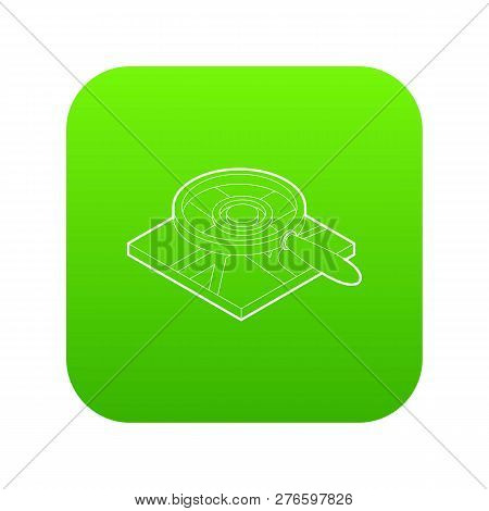 Magnifying Glass Over Map Icon Green Isolated On White Background