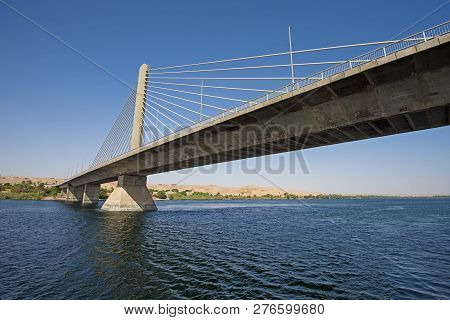 Large Cable Stayed Road Bridge Over Large River