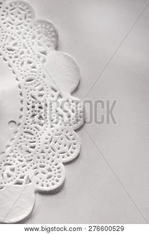 White Lace Napkin. Decoloured, Day, Close Up