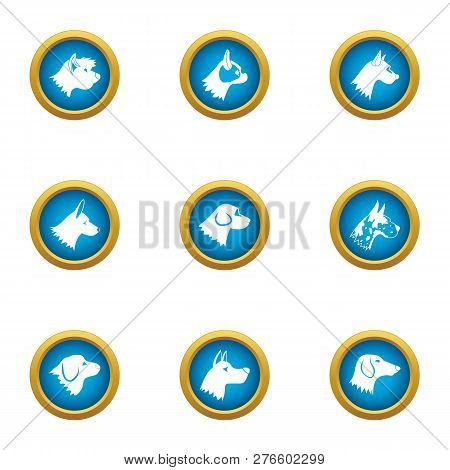 Wolfhound Icons Set. Flat Set Of 9 Wolfhound Icons For Web Isolated On White Background