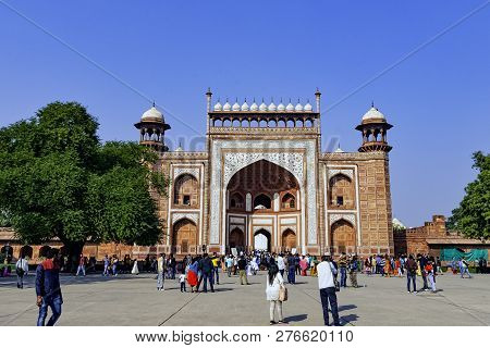 Agra, Uttar Pradesh, India - December 1: Main Gate - The Gate Way To The Taj Mahal On December 1, 20