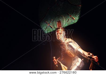 Shaman Figure Smoke Dark Background Studio Quality