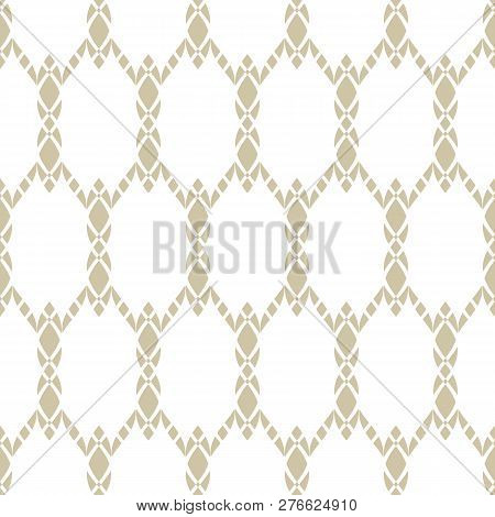 Luxury Golden Mesh Seamless Pattern. Elegant Abstract Geometric Background. Gold And White Vector Te