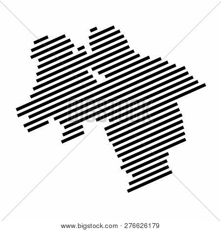 Lower Saxony - Isolated Striped Silhouette Map Of German Federal State Lower Saxony