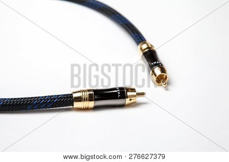 Spdif Digital Audio Coaxial Cable On White Background