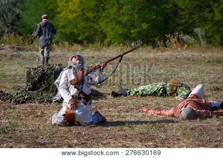 Sambek, Rostov Region, Russia, August 19, 2018: Historical Festival Sambek Heights. Killed Mojahed F