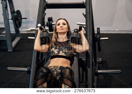 Young Fit Woman Doing Workout Exercise In Gym