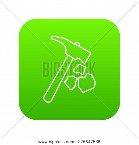 Minning Hand Hammer Icon Green Isolated On White Background