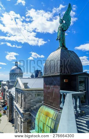 Montreal, Canada - September 08, 2018: View Of An Angel Statue (notre-dame-de-bon-secours Chapel), T