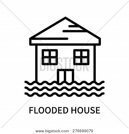 Flooded House Icon Isolated On White Background. Flooded House Icon Simple Sign. Flooded House Icon 