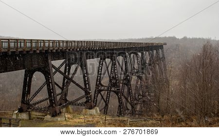 The Broken Kinzua Railroad Bridge In A Snowstorm.