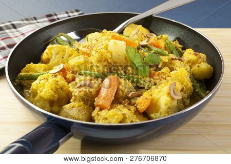 Vegetable Curry - Cauliflower, Potatoes, Carrots And Green Beans In A Yummy Curry Sauce With Lots Of