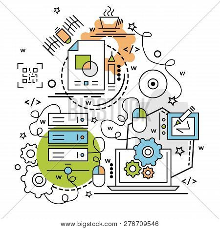 Flat Colorful Design Concept For Digitilization. Infographic Idea Of Making Creative Products.
Templ