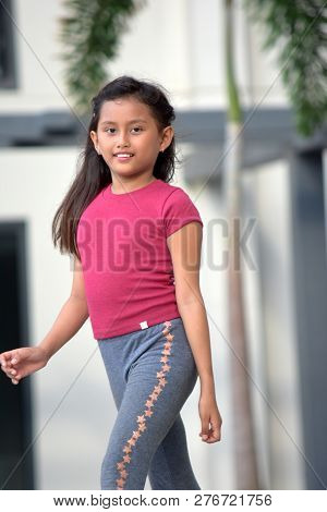 Pretty Minority Girl Walking