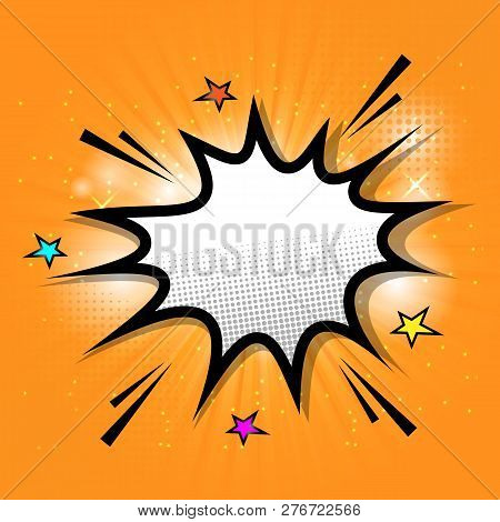 Comic Speech Bubble On Orange Background, Stock Vector