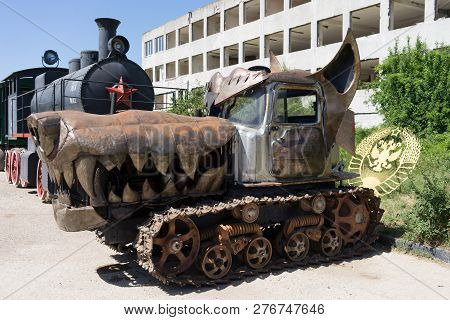Sevastopol, Crimea-may 31, 2018: Tractor In The Form Of A Wolf At The Exhibition Of Cars In The Muse
