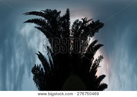 Scary Background With Ghost In Dark Night Tones. Night Silhouette Of Creepy Monster In Shadow With C