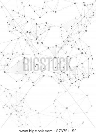 Gometric Plexus Structure Cybernetic Concept. Network Nodes Greyscale Plexus Background. Coordinates