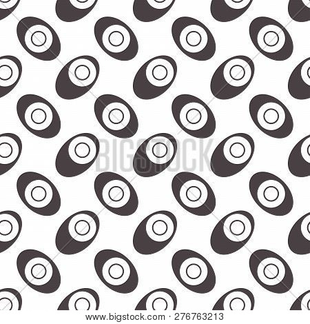 Seamless Geometric Pattern, Eyes With Eggs On White Background, Stripes Abstract Template, Vector Il