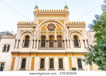 Picturesque Facade Of Spanish Synagogue In Josefov, Prague, Czech Republic