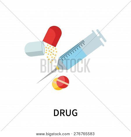 Drug Icon Isolated On White Background. Drug Icon Simple Sign. Drug Icon Trendy And Modern Symbol Fo