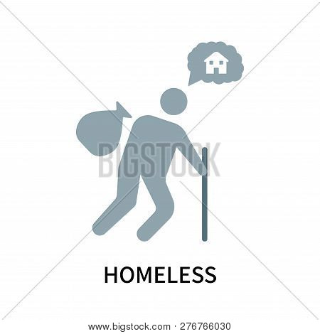 Homeless Icon Isolated On White Background. Homeless Icon Simple Sign. Homeless Icon Trendy And Mode