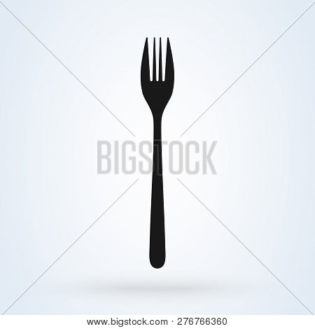 Fork Icon For Kitchen Vector. Isolated Background Eps