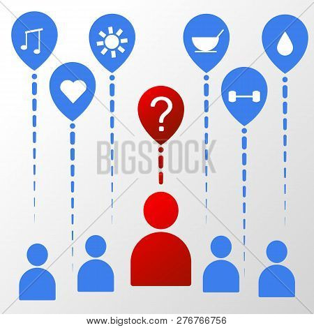 The Concept Of Choosing A Future Profession. Silhouette Of A Man With The Icons Of The Profession.