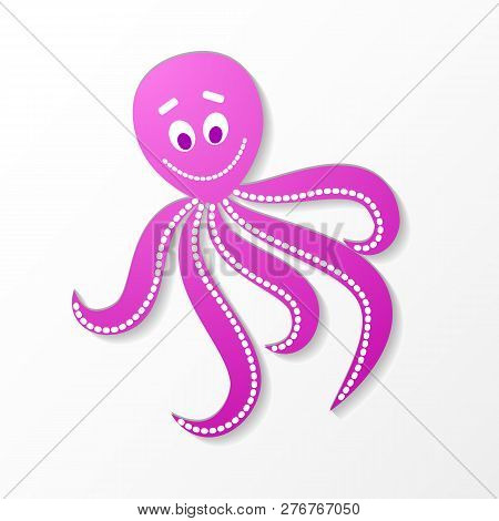 Pink Octopus Illustration Of Happy White Background