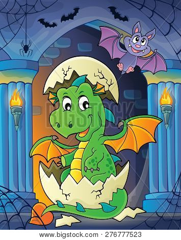 Dragon Hatching From Egg Image 3 - Eps10 Vector Picture Illustration.